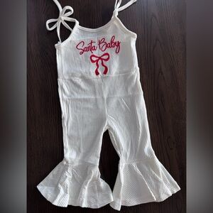 NWOT 6-12M Santa Baby White Kids Jumpsuit